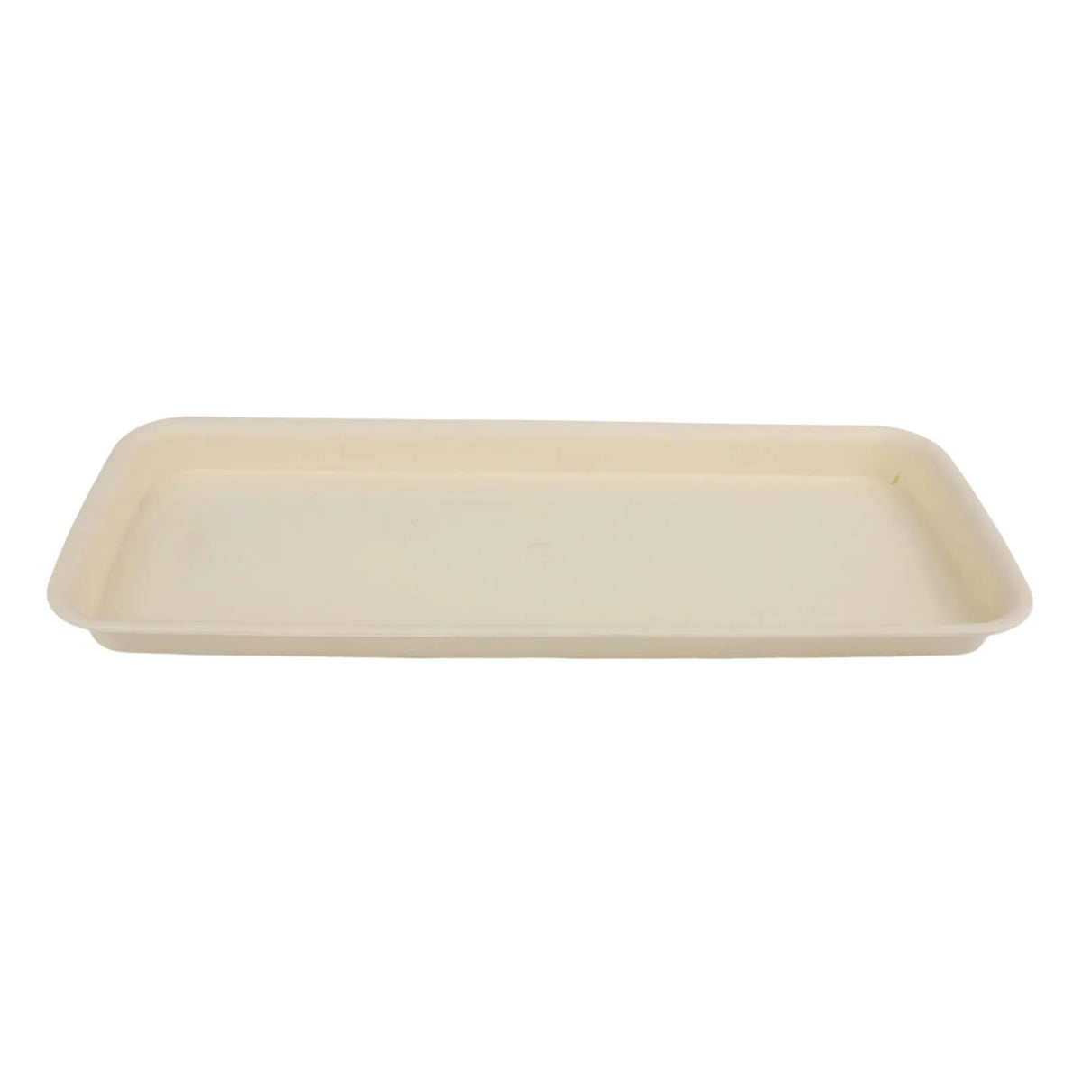 Rectangular plastic water tray, pale beige with smooth shallow basin