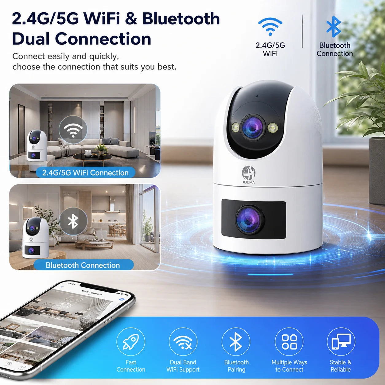 Jooan WiFi Surveillance Camera Dual Lens 4K 8MP HD Outdoor IP Camera AI Tracking Security Protection Wireless Smart Baby Monitor