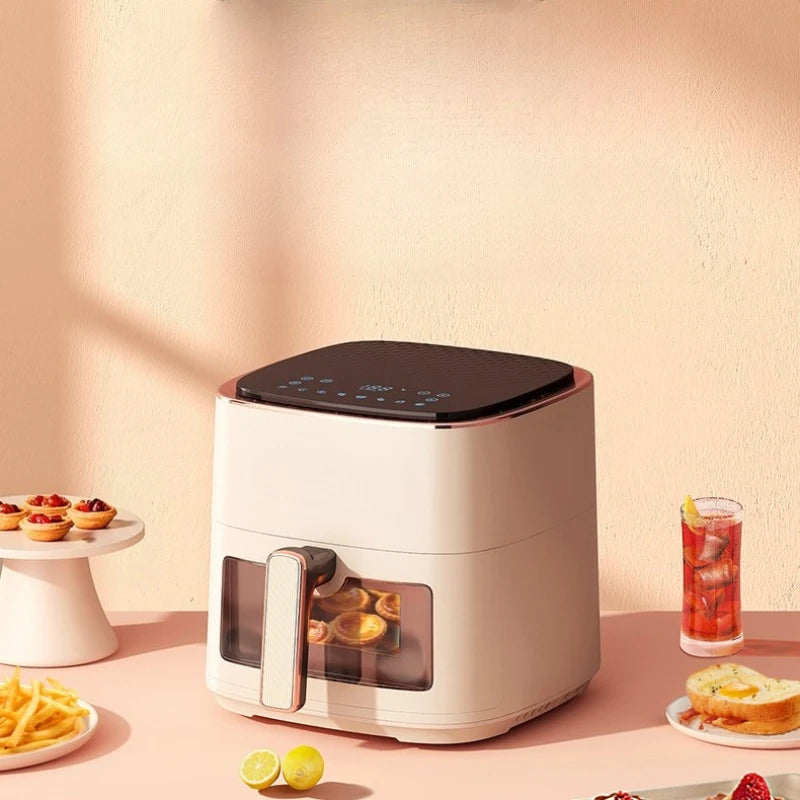 220V Air Fryer Household New Intelligent Large Capacity Visual Non Flip Oil Free Multifunctional Electric Oven Machine