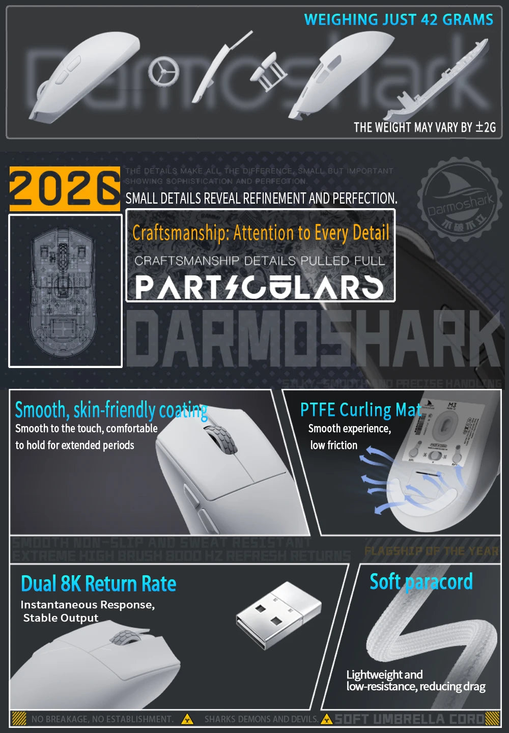 Darmoshark M3 Micro V2 Wireless Gaming Mouse Double 8k Nordic N54L PAW 3950 30000 DPI  Small Hand  Macro Game Mouse Lightweight