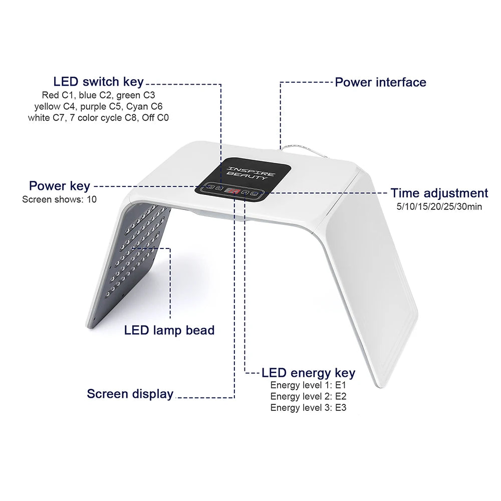 160 LEDs Foldable 7 Colors LED Photon Machine Beauty Salon Home Use LED Facial Body SPA Mask PDT Machine Face LED Mask Skin Care