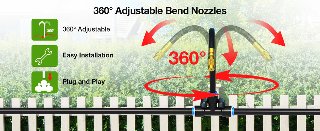 60M DIY Free Bending Universal Sprayer Kit 6mm Hose Patio Misting Cooling System for Garden Plant Fogging Watering Irrigation