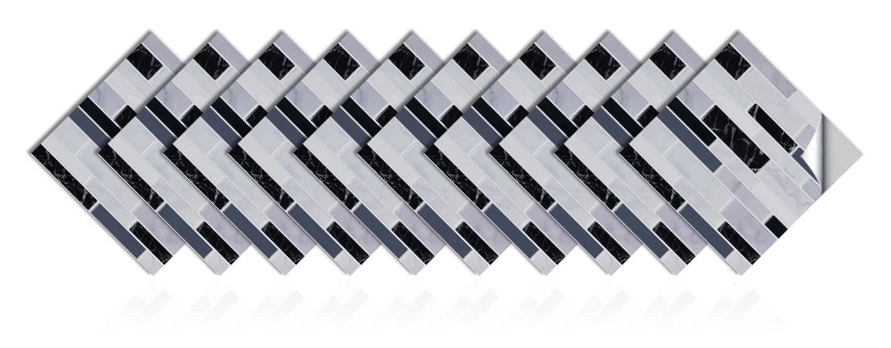 10pcs/set Flat Marble Mosaic Tiles Sticker Transfers Covers For Kitchen Bathroom Tables Peel & Stick Waterproof Art Wall Decals
