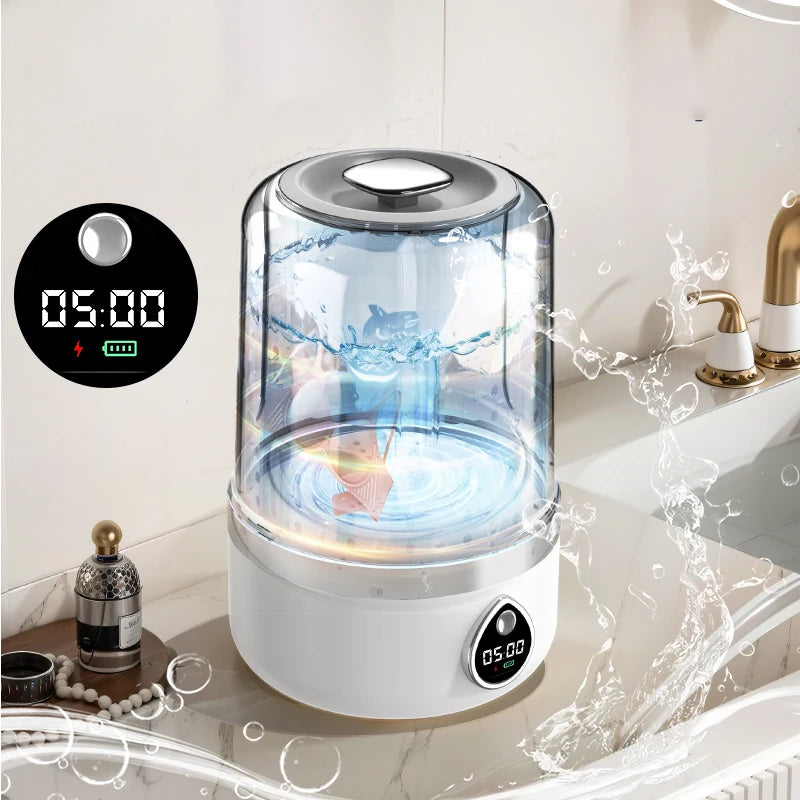 Tidesmit 1.5L portable wireless underwear and socks washing machine with LED light, compact laundry bucket cleaner