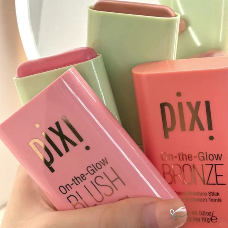 Tidesmit Pixi On-the-Glow creamy hydrating blush stick in ruby warm and juicy buildable pigmented shades for all skin