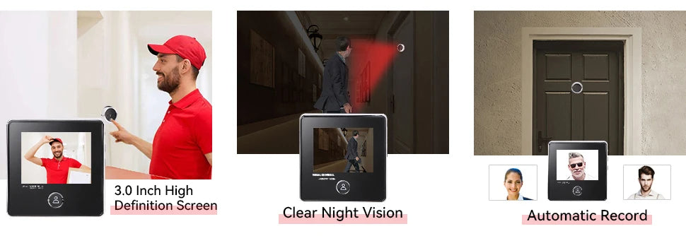 KAK 2.8" LCD Screen Electronic Door Viewer Bell IR Night Door Camera Photo Recording Digital Door Viewer Smart Peephole Doorbell