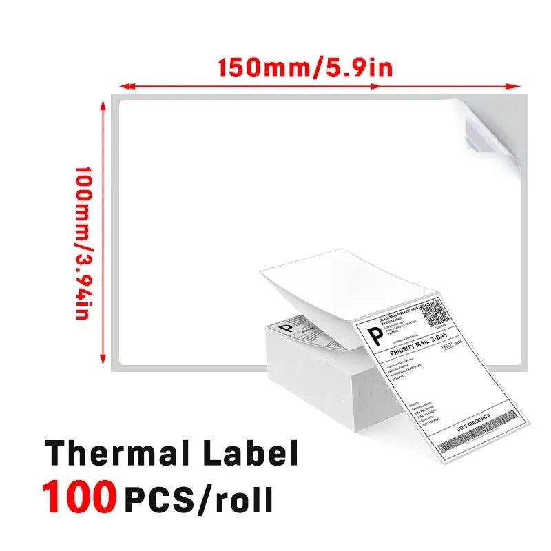 Thermal shipping label paper, 4x6 inch, adhesive roll, 100 labels