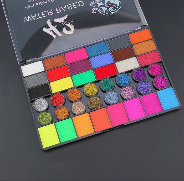 Tidesmit 42 color face and body paint set neon water soluble makeup shade swatches for festival body art