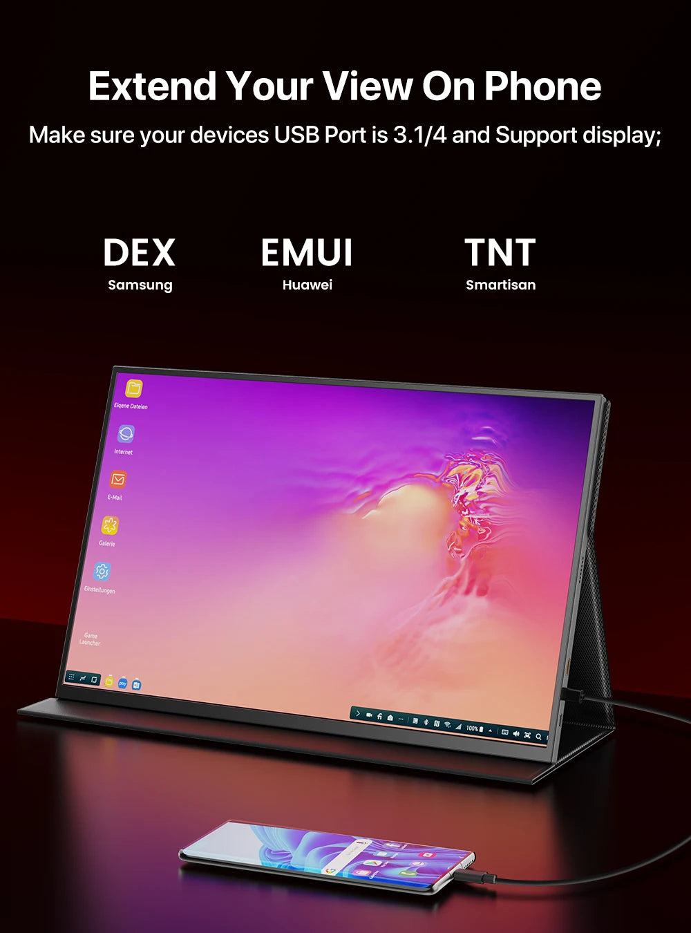 UPERFECT Portable Monitor 18 Inch 2.5K 100% DCI-P3 144Hz Gaming Display IPS LCD Panel Matte Mobile Screen FreeSync HDR With VESA