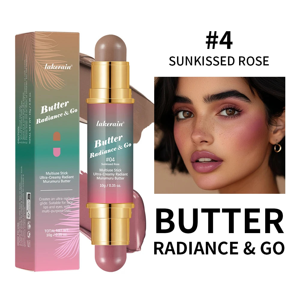 Tidesmit Double-Headed Bronzer Blush Stick in detailed swatch showing matte contour and glowy highlight texture