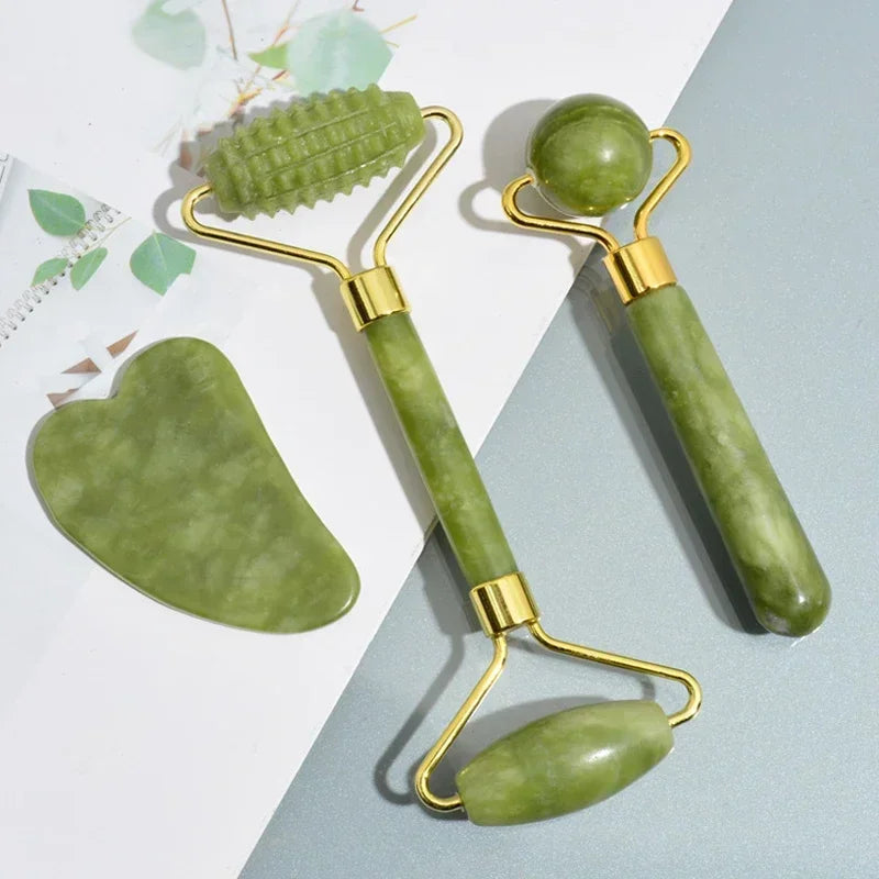 Jade Roller and Gua Sha Set | Natural Stone Facial Lifting Massage Tool Body Shaping Massage Equipment Tidesmit