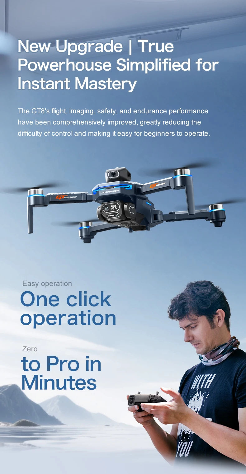 4K Camera Drone Foldable Obstacle Avoidance Quadcopter GT8 Series Tidesmit