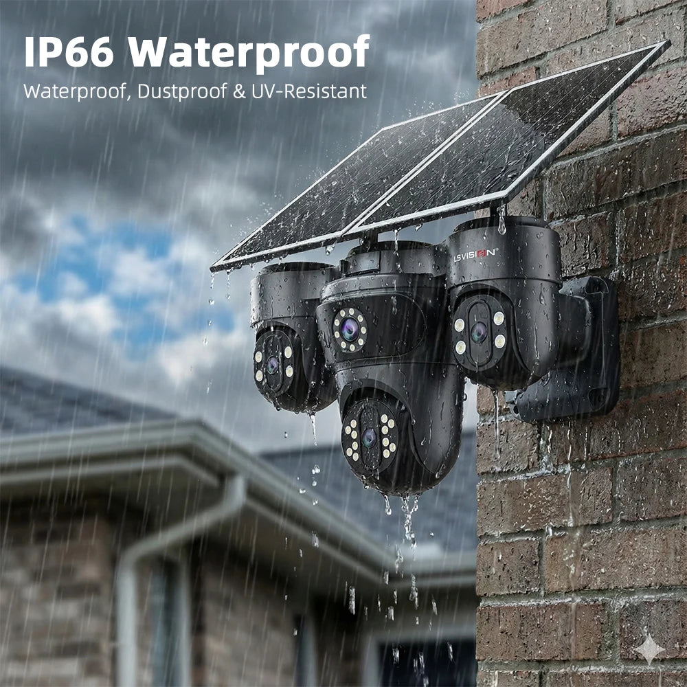 LS VISION Four Screens Camera Outdoor House Surveillance Cameras  4G SIM Wireless Camera Humanoid Automatic Tracking Ai Zoom