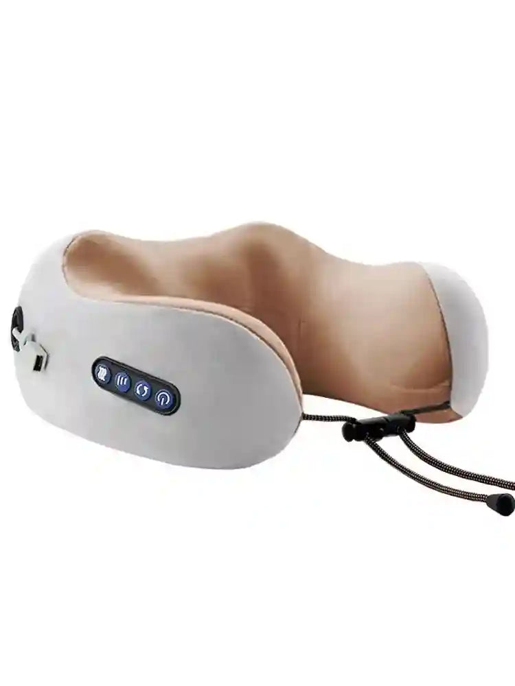 Portable Neck Massager Pillow | U-Shaped Cervical Support with Heat Massage Roller Brown Tidesmit