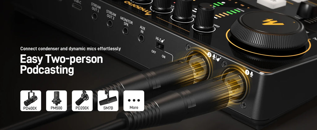 Podcast Audio Interface Mixer Tidesmit AME2 | Dual XLR Studio Console Tidesmit