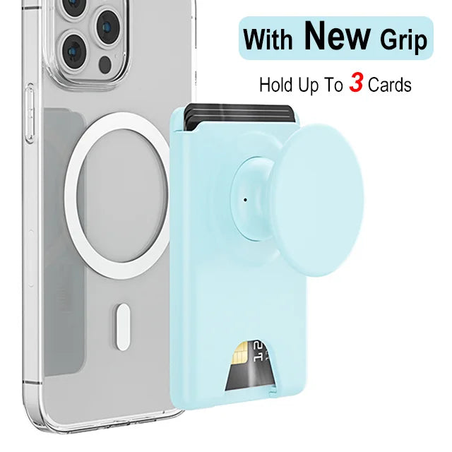 Magnetic Phone Wallet Case with Grip - Slim Shock-Absorbing Cover Blue Tidesmit