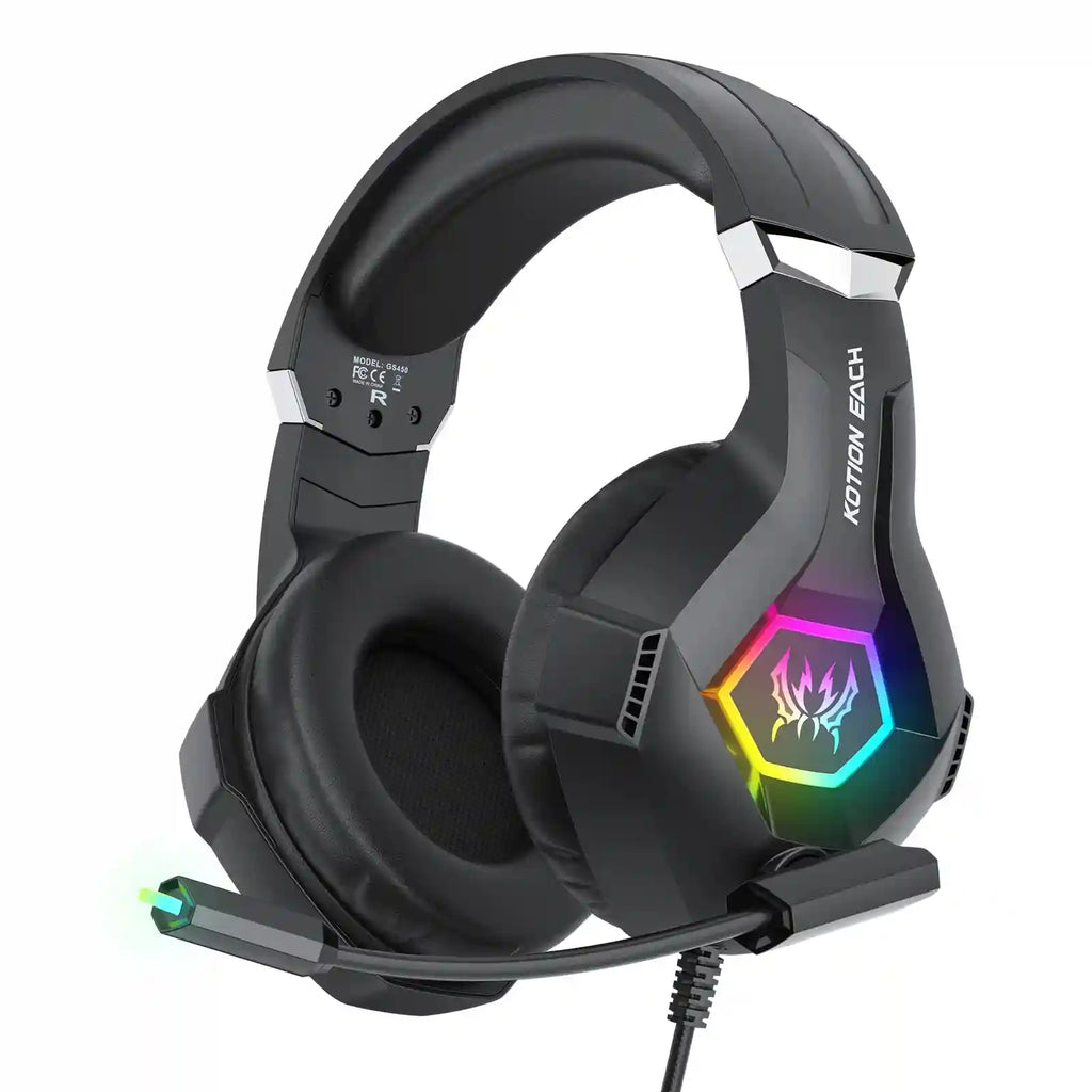 Tidesmit RGB Over-Ear Gaming Headphones with Mic - Low Latency Audio Black Tidesmit