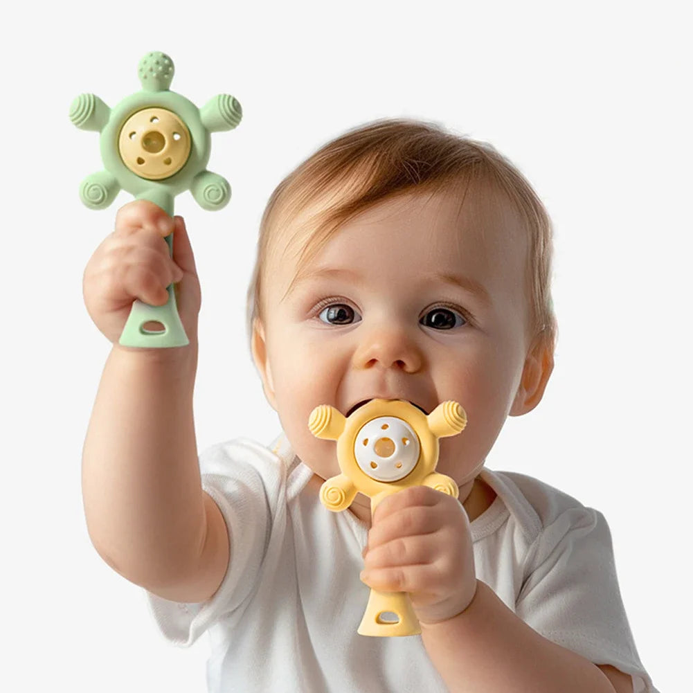 Cute Safe Teething Ring Sensory Toys Candy Color Baby Silicone Teether Rattle Toy For Toddlers Chewing Toy Baby Accessories