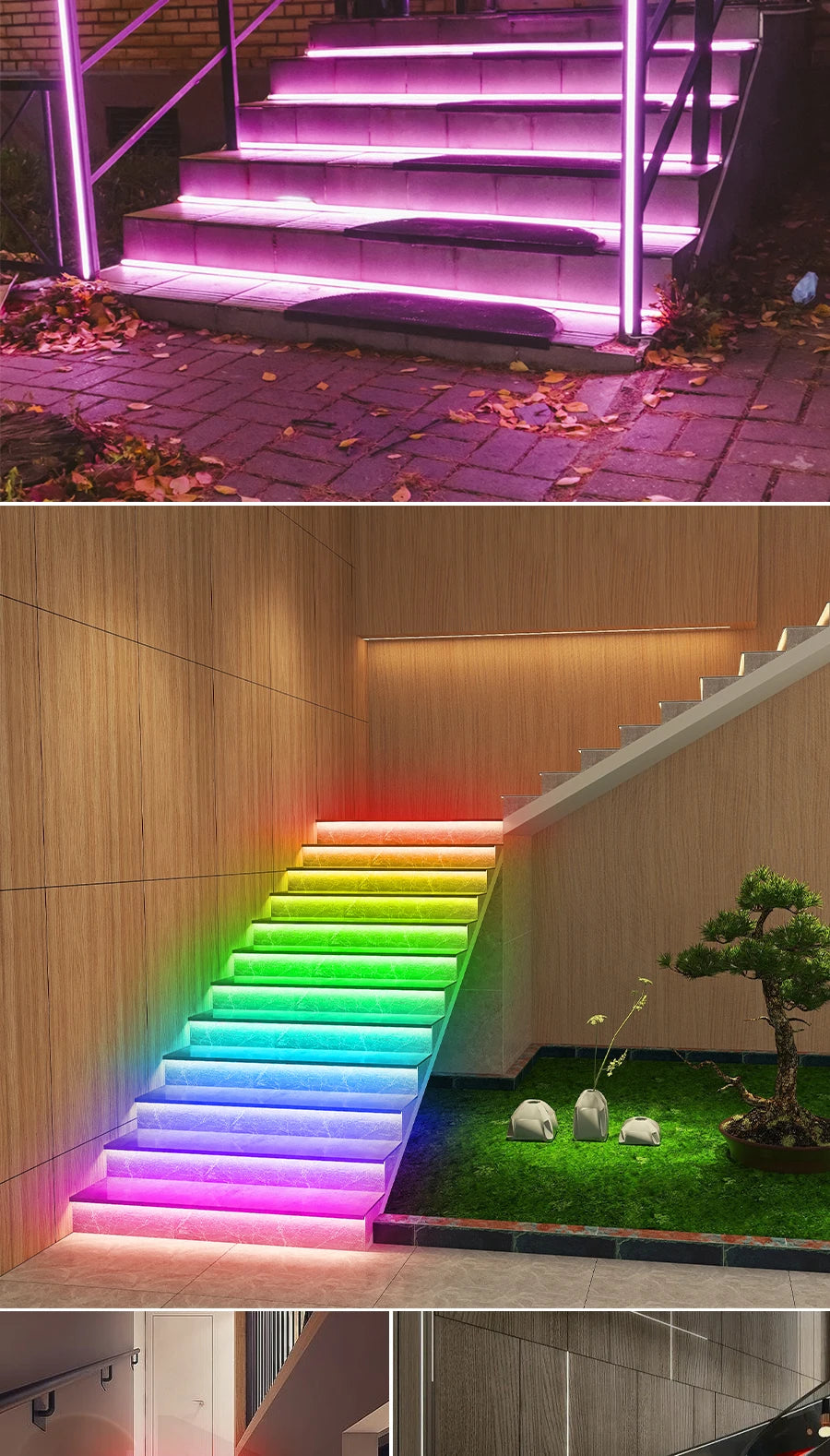 1-28 Steps Sensor LED Stair Light PIR Motion Sensor Stair Lighting COB LED Strip Kit With Plug For Indoor LED Staircase Light