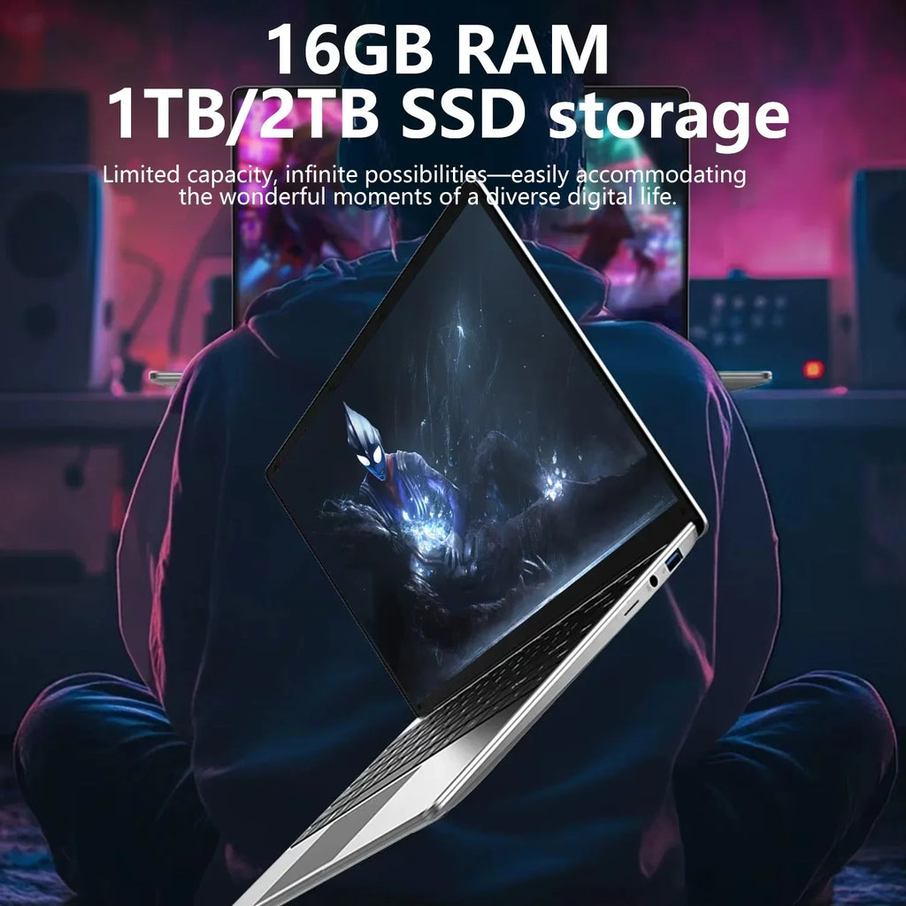 Practical 14.1 Inch Laptop Intel 4405U,120Hz Ultra-Clear IPS,32GB RAM 2TB SSD,5000mAh Backlit Keyboard