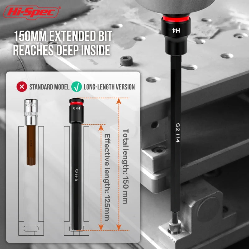 Hi-Spec 3/8 Impact Socket Set Wrench Socket Hex Socket Set S2 Bits & CR-V Sockets Hand Tools Torx Bit Long Socket Colorful Ring