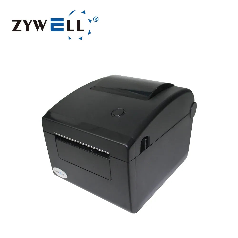 Black thermal label barcode printer with front paper exit