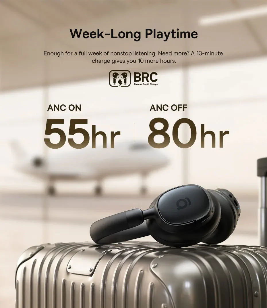 Tidesmit Wireless Noise Cancelling Headphones - 80H Playtime Hi-Res Audio Tidesmit