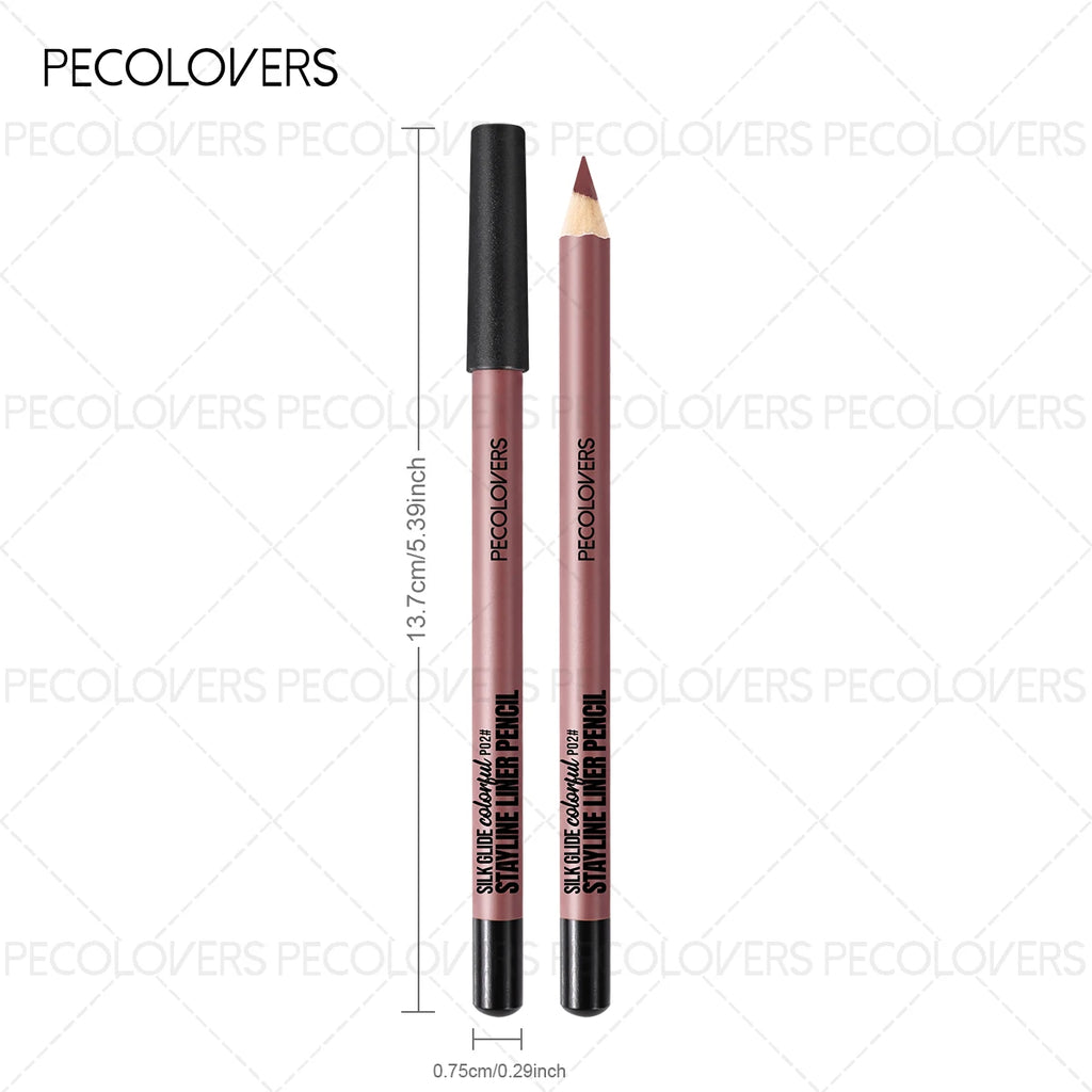 Long-lasting waterproof matte lip liner pencil in a mauve-brown shade for defined, smudge-proof lip makeup.