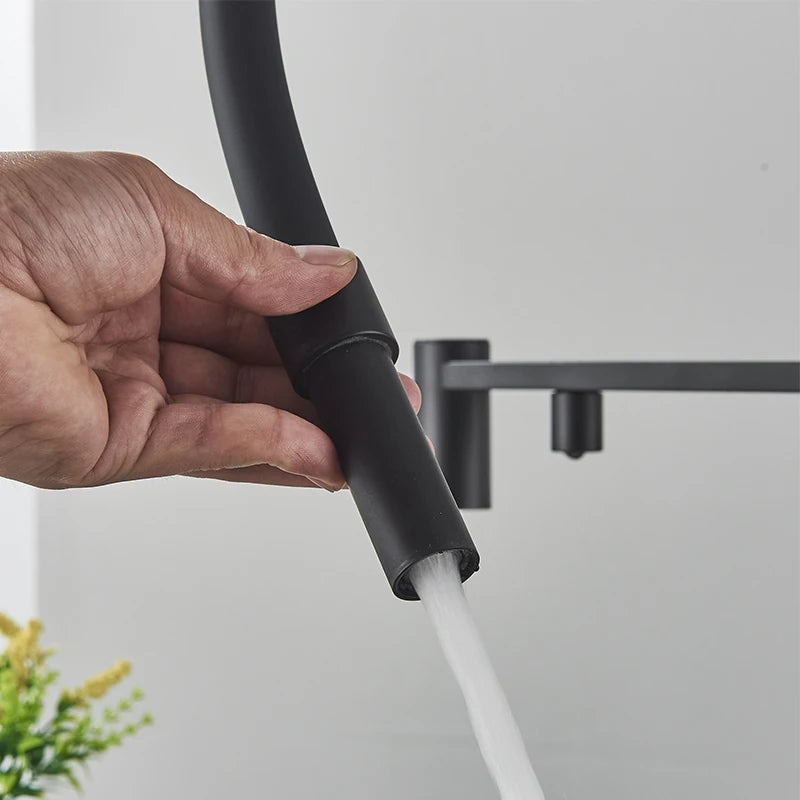 Filtered Kitchen Faucets Dual Spout Filter Faucet Mixer Pull Out Spray 360 Rotation Water Purification 3 Ways Sink Mixer Kitchen