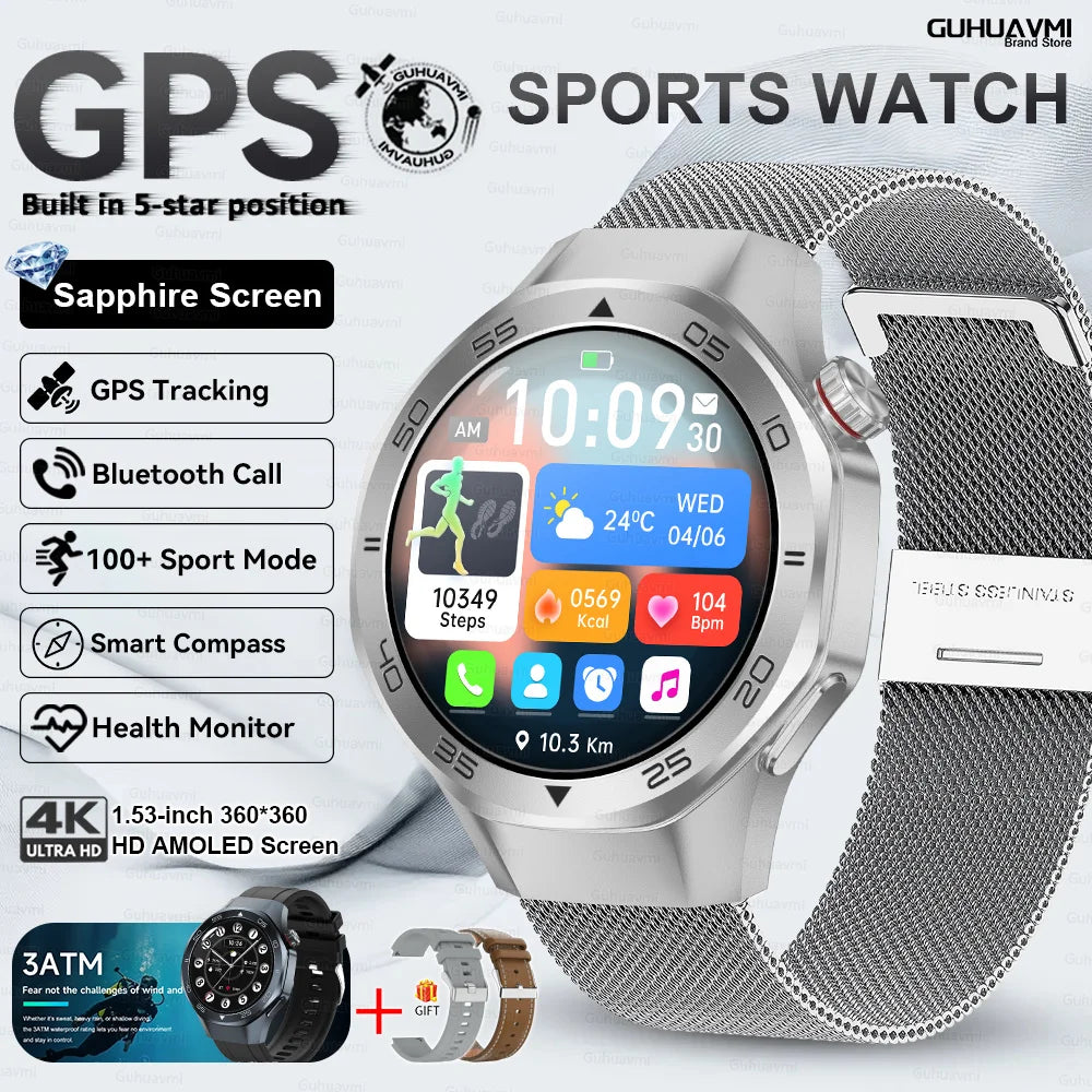 2026New Original Premium Sports SmartWatch Ultra 1.53“Display Built-in GPS Compass 3ATM Waterproof Call Fitness Tracker Bracelet