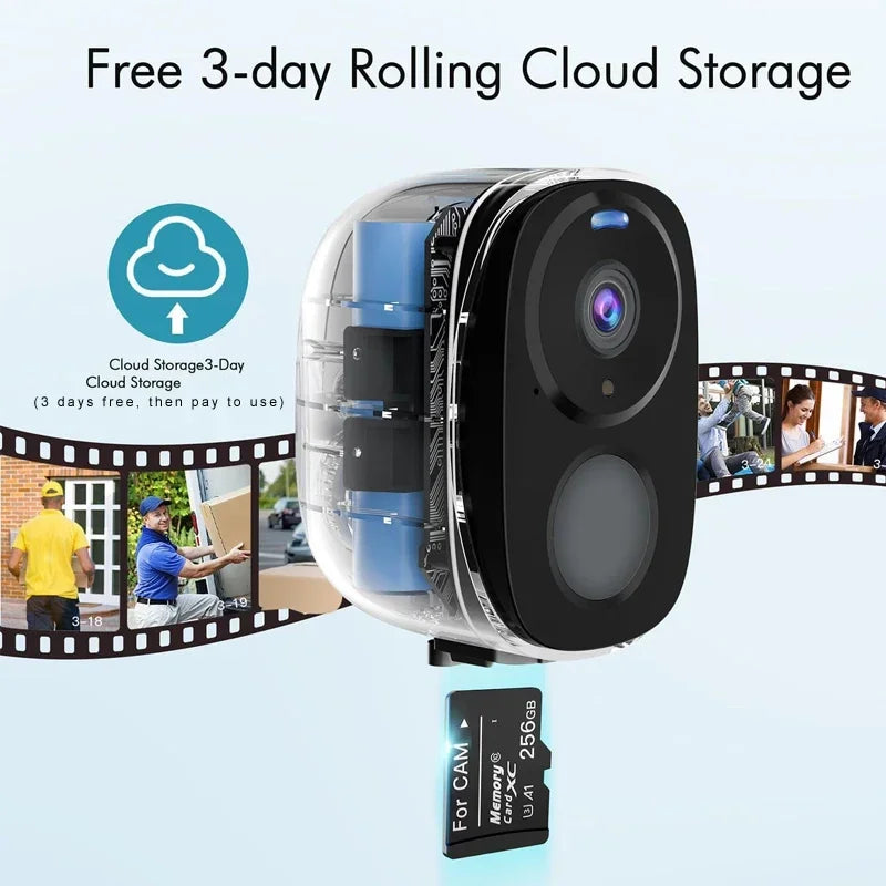 Security Cameras Wireless Outdoor 2K Battery Powered WiFi Camera AI Motion Siren Spotlight Color Night Vision IP66 Waterproof