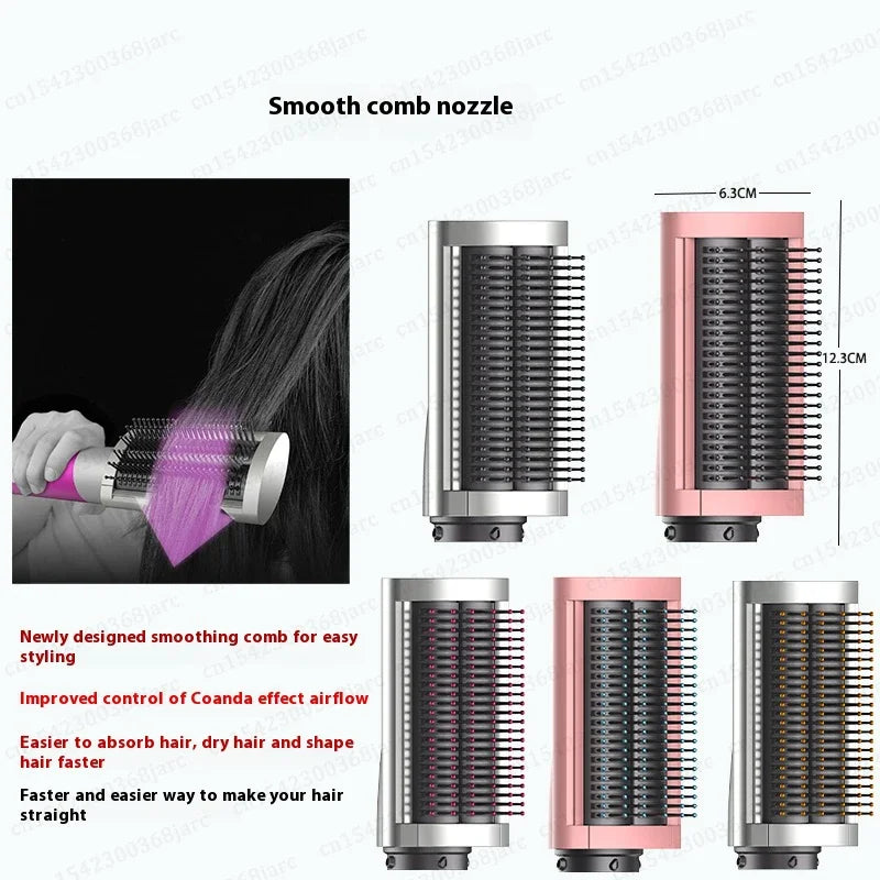 SenCiciMen X9 professional hot air hair styler with smooth comb nozzle attachment in pink and silver.
