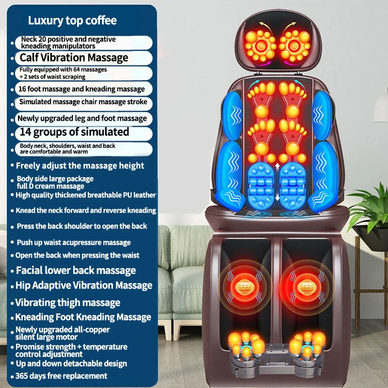 Electric Massager for Neck and Back Pain Relief with Heat by Tidesmit Massage Cushion Coffee China Mainland Tidesmit