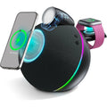Bluetooth 5.3 Hi-Fi Speakers & Soft Ambient Lights 4-in-1 Qi2.2 25W Magnetic Wireless Charger for iPhone Apple Watch Airpods Pro