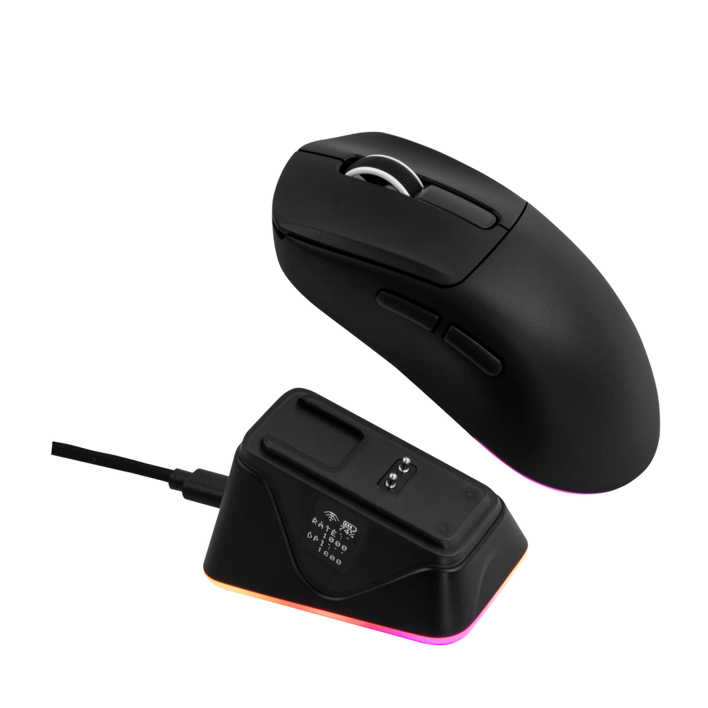 EPOMAKER NEX Lite Wireless Gaming Mouse Wired/Bluetooth/2.4Ghz Ergonomic PAW3311 Sensor Mouse with Dual-Screen for PC/Mac/Linux