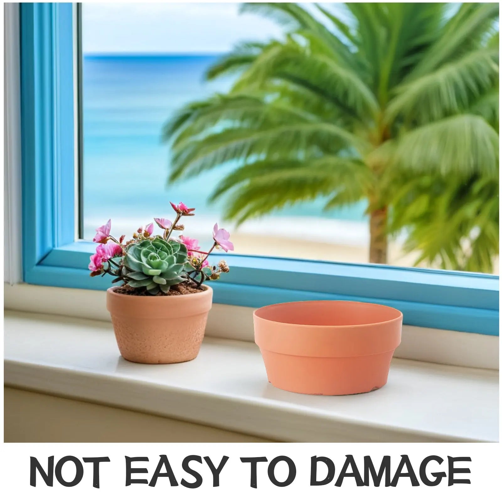 3Pcs Premium Plastic Flower Pot Set Imitation Clay Design Small Shallow Planter for Indoor Outdoor Use Succulent Bonsai Garden