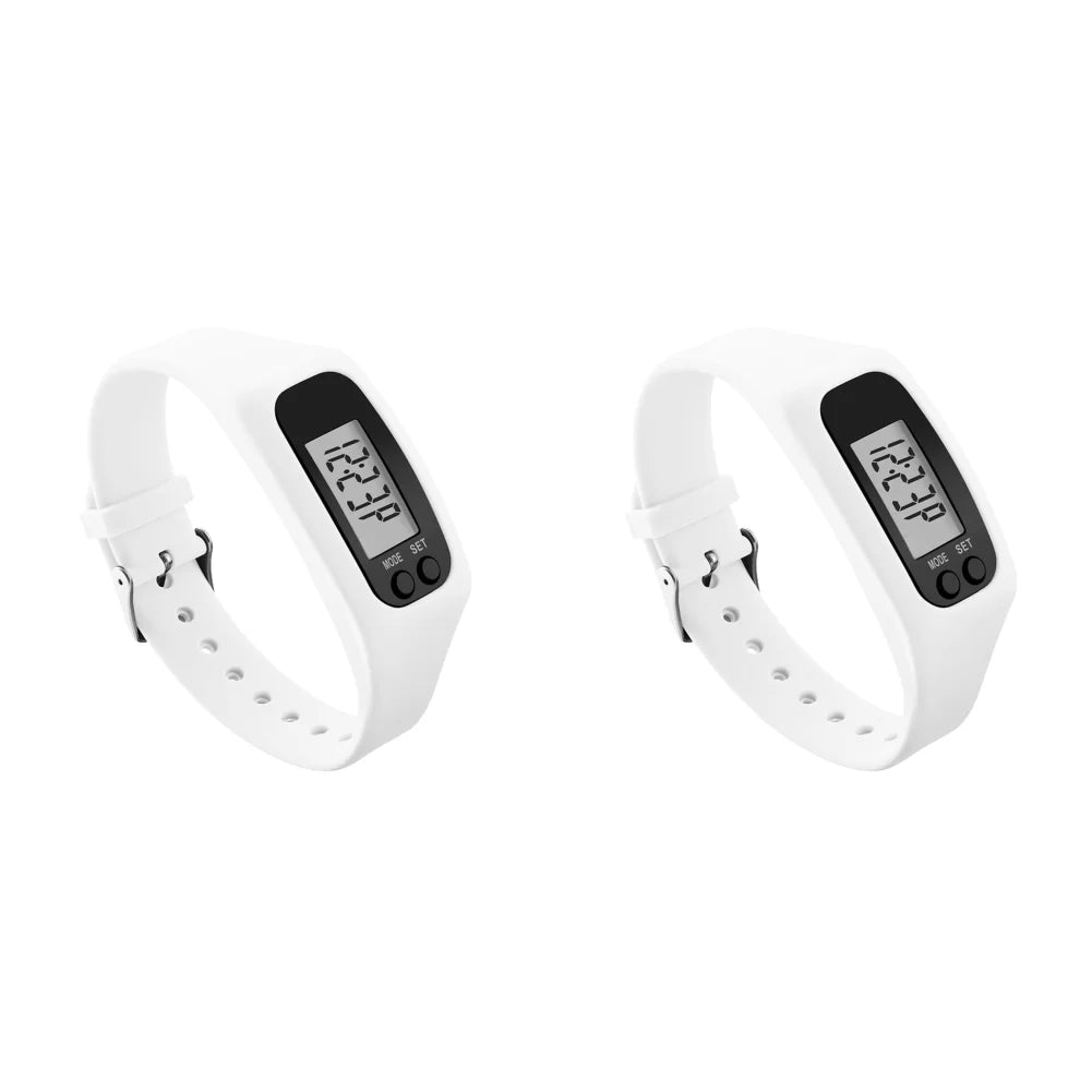1/2PCS LED Pedometer Bracelet Step Counter Watch with 12/24H Display Silicone Fitness Tracker Multi-Function Activity Band