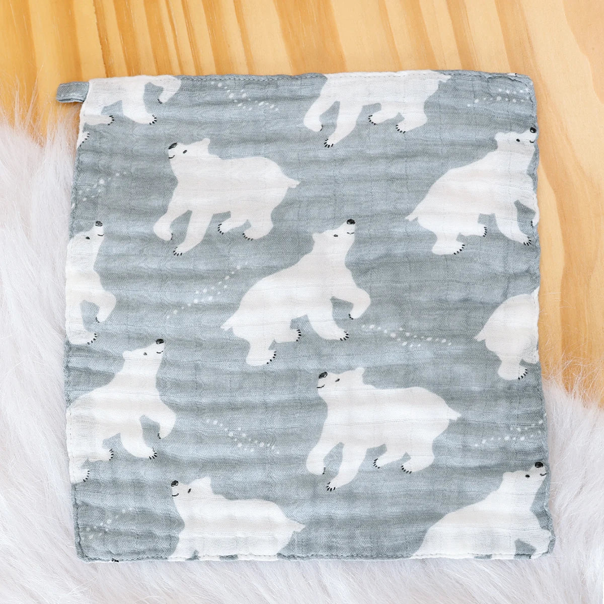 HappyFlute New 30*30CM Cute Animals Print 5PCS Set Bamboo Cotton Hanging Design Baby For Home Or Travel Use Baby Square Towel