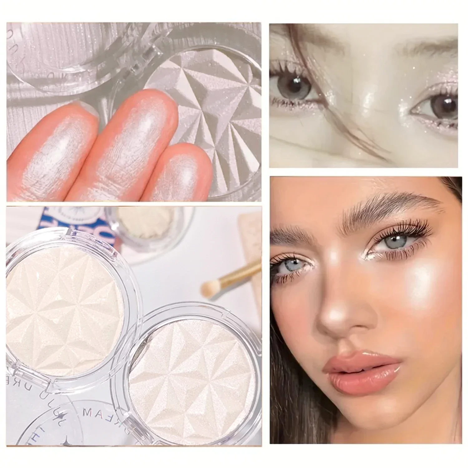 Tidesmit Shimmer Glow Highlighter 2-color face makeup palette texture close-up for radiant festival skin