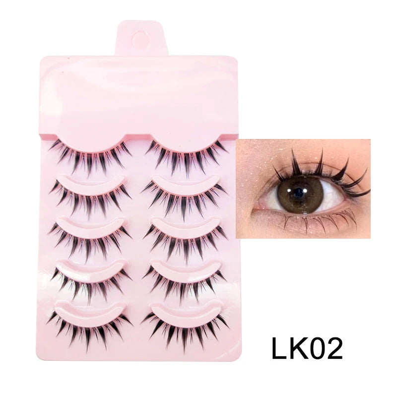 Anime Manga False Eyelashes - Natural Wispy Faux Lashes - 5 Pairs Set False Eyelashes LK02 Tidesmit