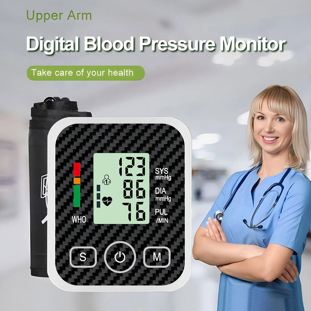 Electronic Blood Pressure Monitor Medical Home Arm Blood Pressure Monitor Heart Rate Measuring Device Upper Arm Sphygmomanometer