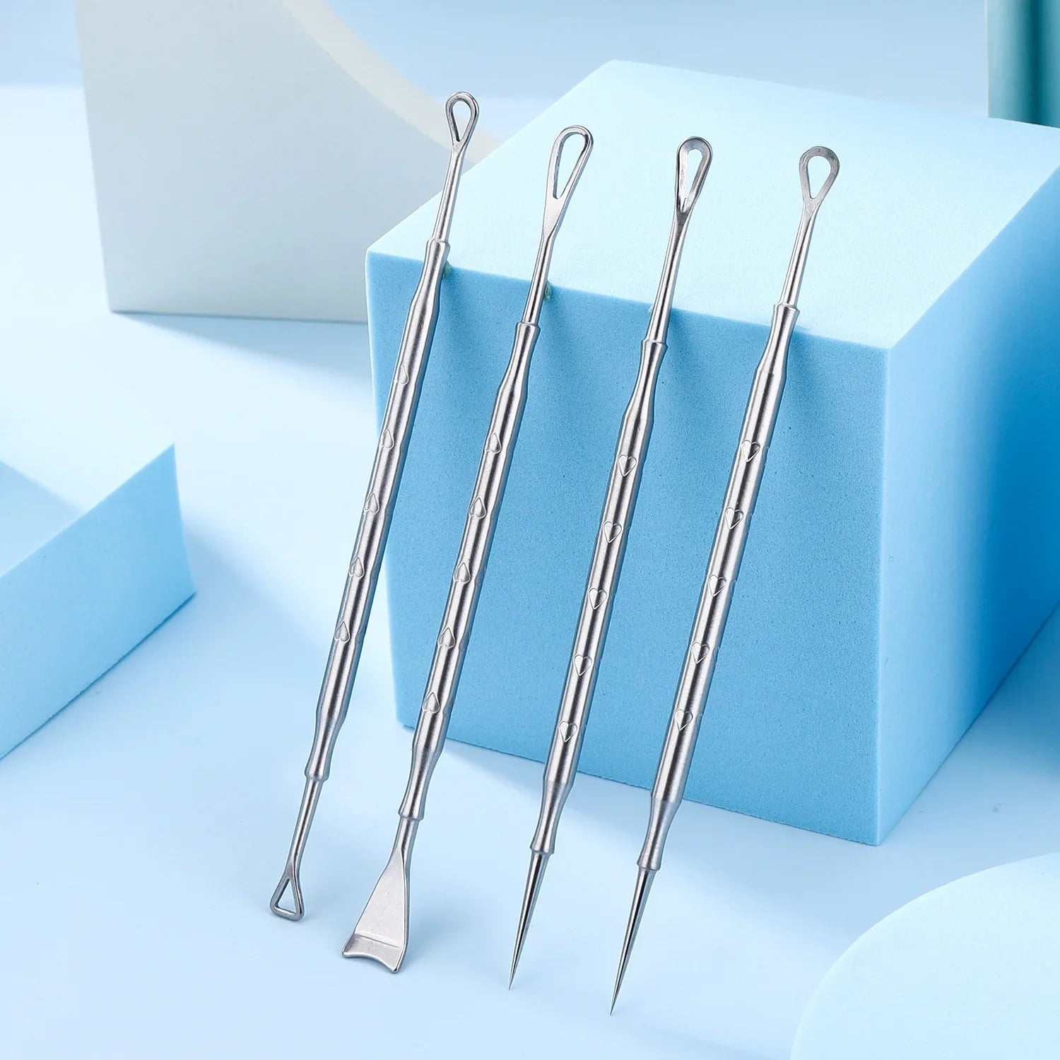 Blackhead Remover Tool Kit 4pc - Professional Stainless Steel Acne Set Scrubs Treatments 4 Piece Set Tidesmit