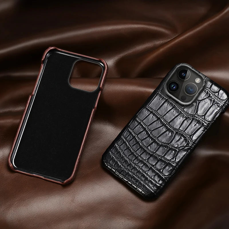 Crocodile Leather iPhone 17 Pro Case – Slim Shock-Absorbing Cover Tidesmit