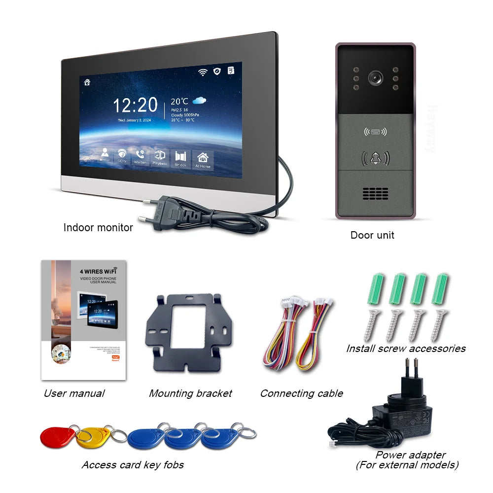 Video Intercom System 1080P Tuya WiFi  Video Door Bell Wireless Video DoorPhone with RFID  Unlock Door Camera