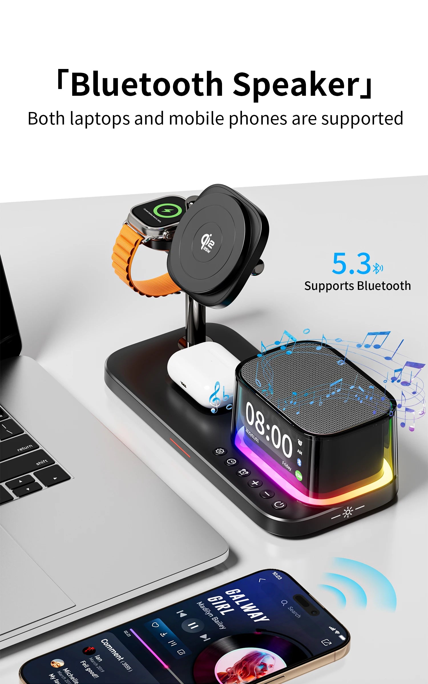 5-in-1 Magnetic Wireless Charger Stand - Qi2 Certified Multi-Device Station Tidesmit