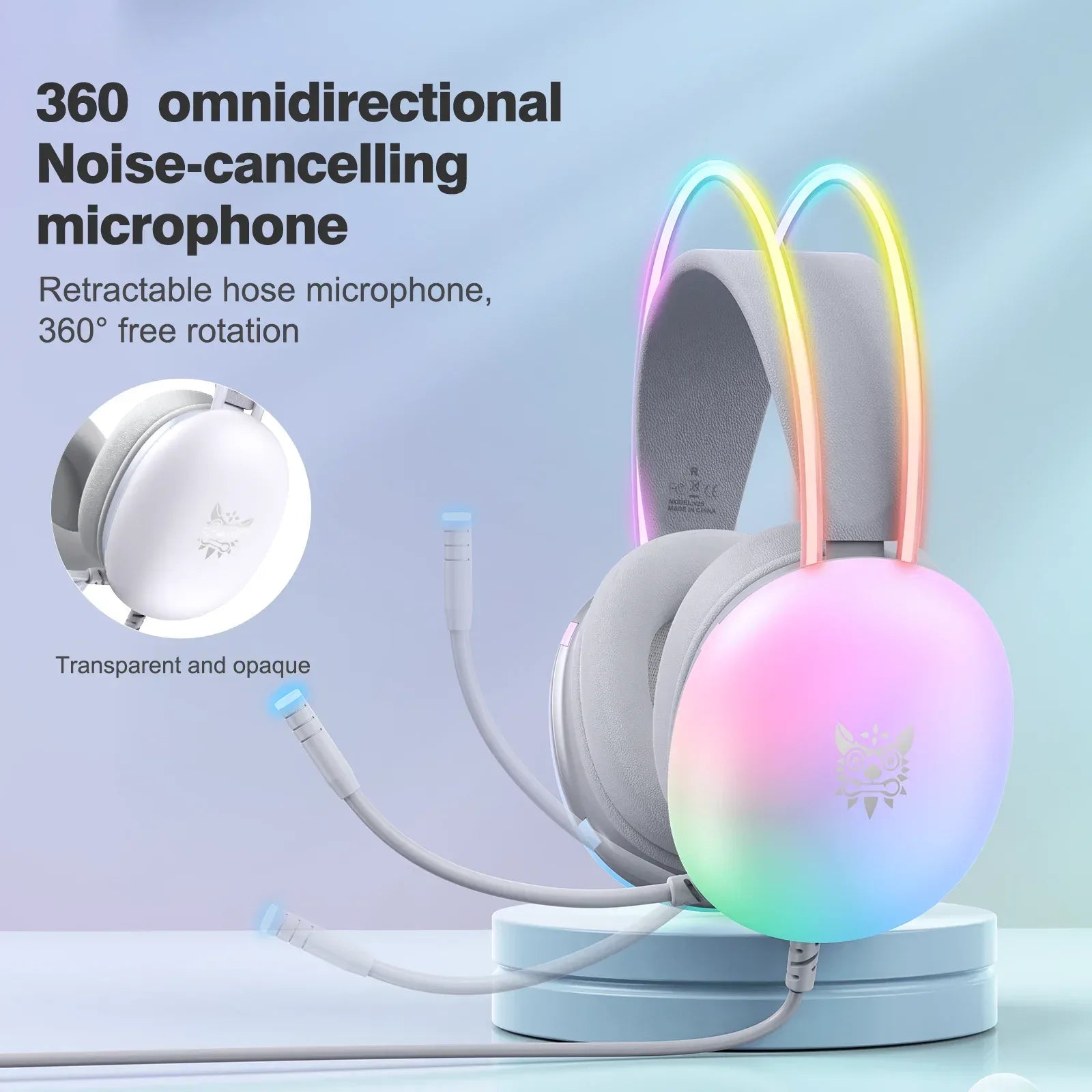 Tidesmit RGB Gaming Headset With Noise Cancelling Mic - Over-Ear PC Tidesmit