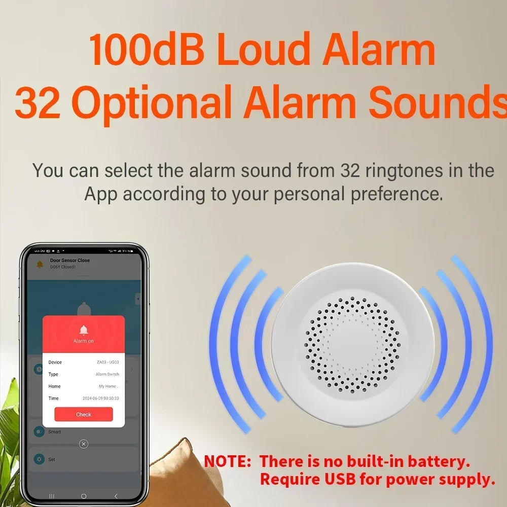 Tuya WiFi Siren Alarm For Smart Home Security 100db Speaker Works With Alexa Yandex Alice Tuya Smart Life