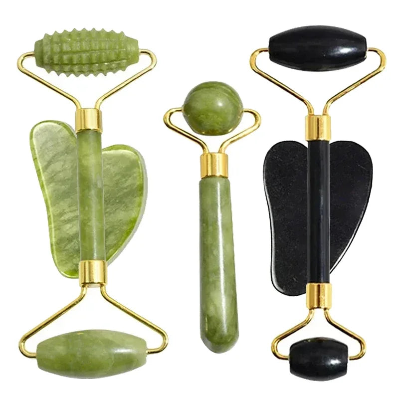 Jade Roller and Gua Sha Set | Natural Stone Facial Lifting Massage Tool Body Shaping Massage Equipment Tidesmit