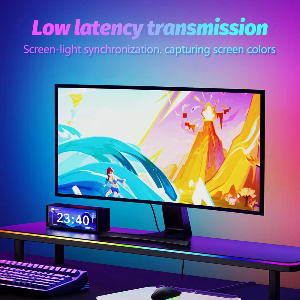 Upgraded PC Monitor Backlight RGBIC LED Light Strip Synchronized Screen Color/Music Computer Light Bar Double USB Port APP Contr