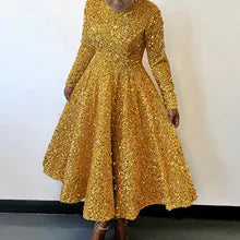 Elegant Pure Color Maxi Dress Evening Gown A- Line Skirt Polyester Fabric round Neck Short Sleeve High Waist Midi Dress